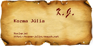 Kozma Júlia névjegykártya